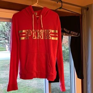 Boxed hoodie and yoga pants VS